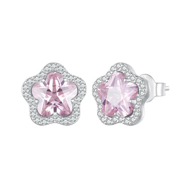 925 Sterling Silver Earrings with Pavé Setting CZ and Transparent Glass for Women