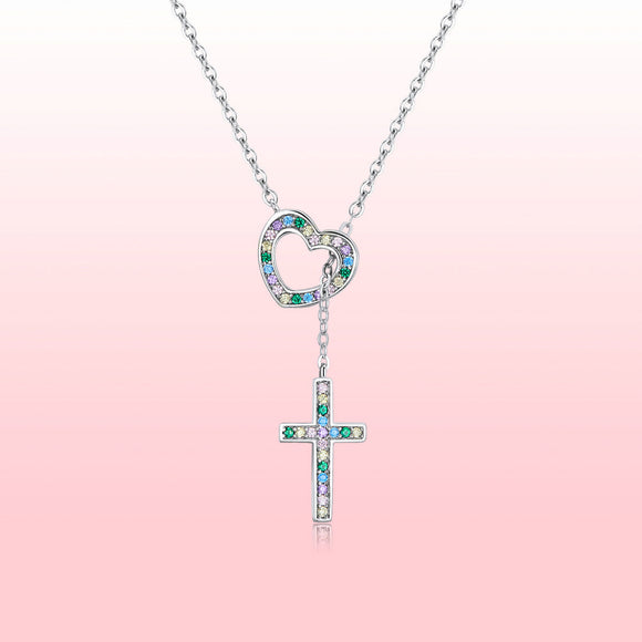 925 Sterling Silver Plated Necklace with Adjustable Length 42.5cm and CZ for Women