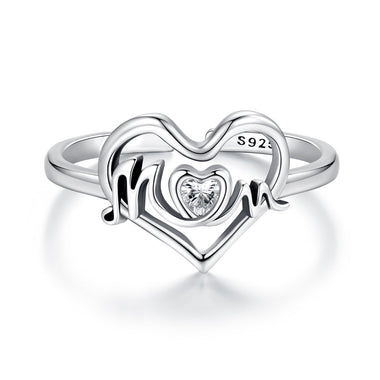 925 Sterling Silver Heart-shaped CZ Ring for Women - 0