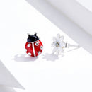 925 Sterling Silver Earrings with Enamel - Bug 1.0 x 0.8 cm, Flower 0.9 x 0.9 cm - Women-3
