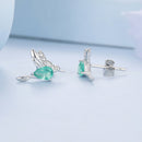 925 Sterling Silver Transparent Glass Earrings with CZ for Women-6