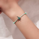 925 Sterling Silver Adjustable Bracelet with Enamel and Transparent Glass Pendant for Women-7