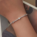 925 Sterling Silver & Pavé Setting CZ Bracelet with White Gold Plating for Women-4