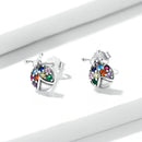 925 Sterling Silver Earrings with Oxidized Finish and Pavé Setting CZ-2