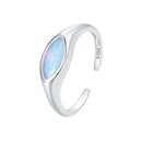 925 Sterling Silver White Gold Plated 1.9mm Transparent Glass Ring-3