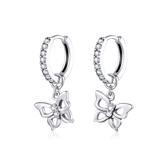 S925 Oxidized Silver Pavé Setting CZ Earrings for Women