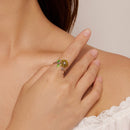 925 Sterling Silver Enamel Pavé Setting CZ Oxidized Silver Ring-4