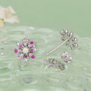 925 Sterling Silver Earrings with Synthetic Opal and CZ-2