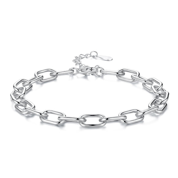 925 Sterling Silver White Gold Plated 15+6cm Adjustable Bracelet for Women