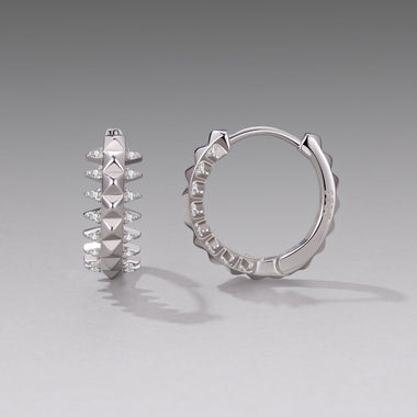 925 Sterling Silver White Gold Plated 1.6cm Pavé CZ Hoop Earrings for Women - 0