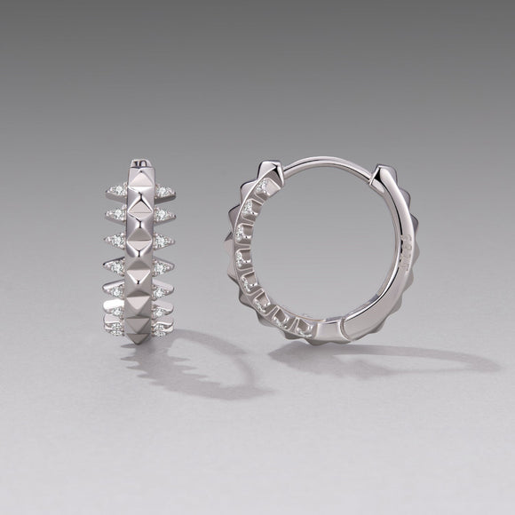 925 Sterling Silver White Gold Plated 1.6cm Pavé CZ Hoop Earrings for Women