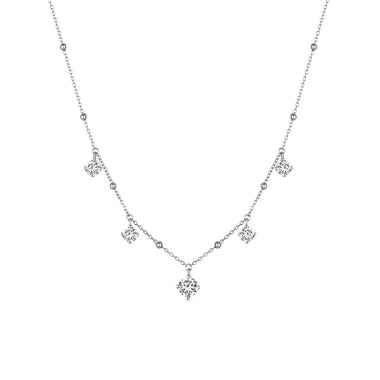 925 Sterling Silver 5.0mm Moissanite Necklace for Women - 0