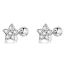 925 Sterling Silver Earrings with Pavé Setting CZ and Platinum Plating - 0.5cm for Women-1