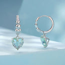 925 Sterling Silver Earrings with Transparent Glass, Plated White Gold, Size 23x8.5mm for Women-5