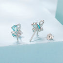 925 Sterling Silver White Gold Plated 1.0x0.7cm CZ Earrings for Women-2