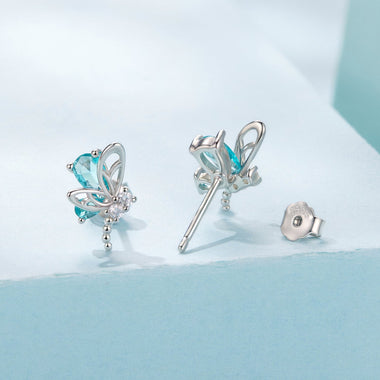 925 Sterling Silver White Gold Plated 1.0x0.7cm CZ Earrings for Women - 0