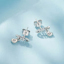 925 Sterling Silver Earrings with Pavé Setting CZ in Oxidized Silver-4