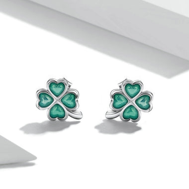925 Sterling Silver Enamel Plated Platinum Earrings for Women - 0