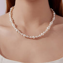 925 Sterling Silver White Gold Plated Necklace with Synthetic Pearls for Women-5