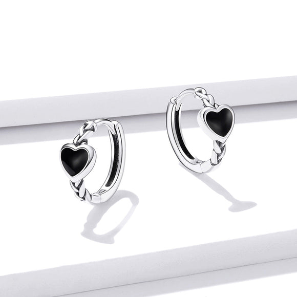 925 Sterling Silver Oxidized Enamel Earrings for Women - 1.2*0.5 cm