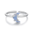 925 Sterling Silver Luminous Stone 0.80cm Moon Ring for Women-1
