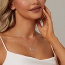 925 Sterling Silver Necklace with Transparent Glass and Pavé Setting CZ - Length 450mm-7