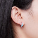 925 Sterling Silver Enamel CZ Earrings 14x6mm for Women-6