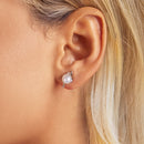 925 Sterling Silver Natural Pearl & CZ Earrings Plated in Platinum-6