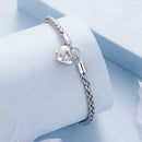 925 Sterling Silver Bracelet with CZ in Pavé Setting, 17.0 Size, Platinum Plated for Women-3