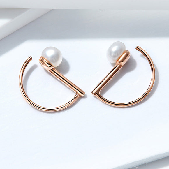 925 Sterling Silver Earrings in Rose Gold with Beads for Women