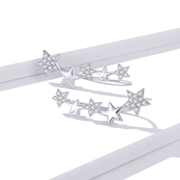 925 Sterling Silver Earrings with Plated Platinum and Pavé Setting CZ