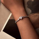 925 Sterling Silver Moonstone Bracelet 17.0 cm with White Gold Plating for Women-5