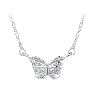 925 Sterling Silver Necklace with Pavé Setting CZ, Length 390+60mm, Pendant Size 8x15mm, for Women - 0