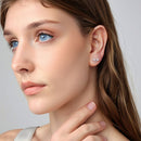 925 Sterling Silver White Gold Plated CZ Earrings for Women - 0.7x1.0cm-7