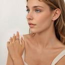 925 Sterling Silver Ring with Pavé Setting, White Gold Plated, with Translucent Opal for Women-7
