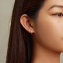 925 Sterling Silver Stud Earrings with CZ in Pavé Setting-7