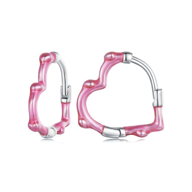 S925 Sterling Silver Enamel Platinum Plated Earrings 13*2mm for Women - 0