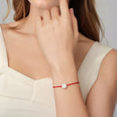 925 Sterling Silver Bracelet with White Gold Plating and Cotton Cord for Women-6