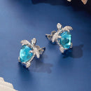 925 Sterling Silver & Brass Transparent Glass CZ Earrings 1.3*1.2cm for Women-3