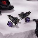 925 Sterling Silver Earrings with Pavé Setting CZ in Black Gold - Size 0.8*1.1cm for Women-3