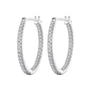 925 Sterling Silver Earrings with Pave Setting CZ in White Gold for Women-4