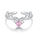925 Sterling Silver White Gold Plated Bow-Knot Ring with CZ for Women-1