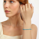 925 Sterling Silver Synthetic Turquoise Bracelet with White Gold Plating for Women-7
