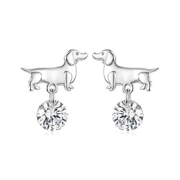 925 Sterling Silver White Gold Plated Pavé Setting CZ Earrings for Women