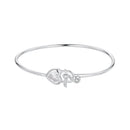 925 Sterling Silver Bracelet with CZ, 17mm, White Gold Plated, For Women-1
