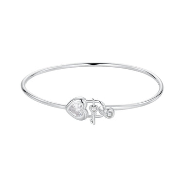925 Sterling Silver Bracelet with CZ, 17mm, White Gold Plated, For Women