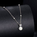 925 Sterling Silver Moissanite and Freshwater Pearl Necklace 40+5cm for Women-2