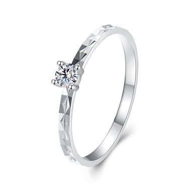 925 Sterling Silver Moissanite White Gold Plated Ring Size 6 - 0