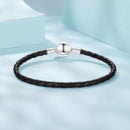 925 Sterling Silver Leather Rope Bracelet 17cm for Men-3