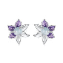925 Sterling Silver Earrings with Enamel and Transparent Glass for Women-1
